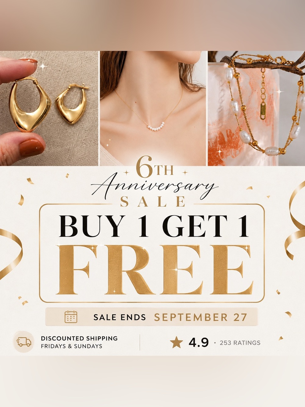 🌟Buy 1 Get 1 FREE Vermeil Natural Pearl Necklace gold plated stainless steel - Picture 3 of 16